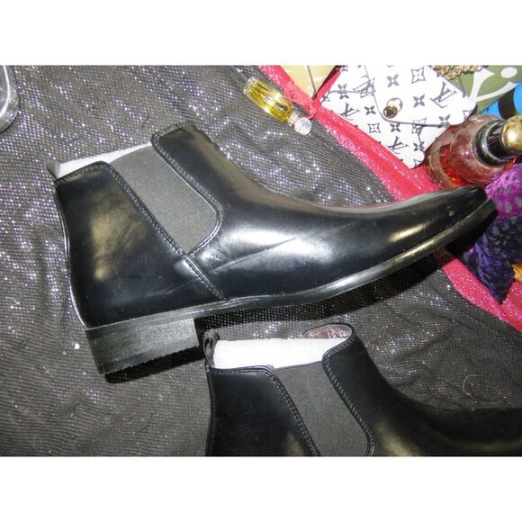 Italian Leather Chelsea Riding Boot for Men Ankle Boot Block Heel Pull On 41 8 - Picture 8 of 12